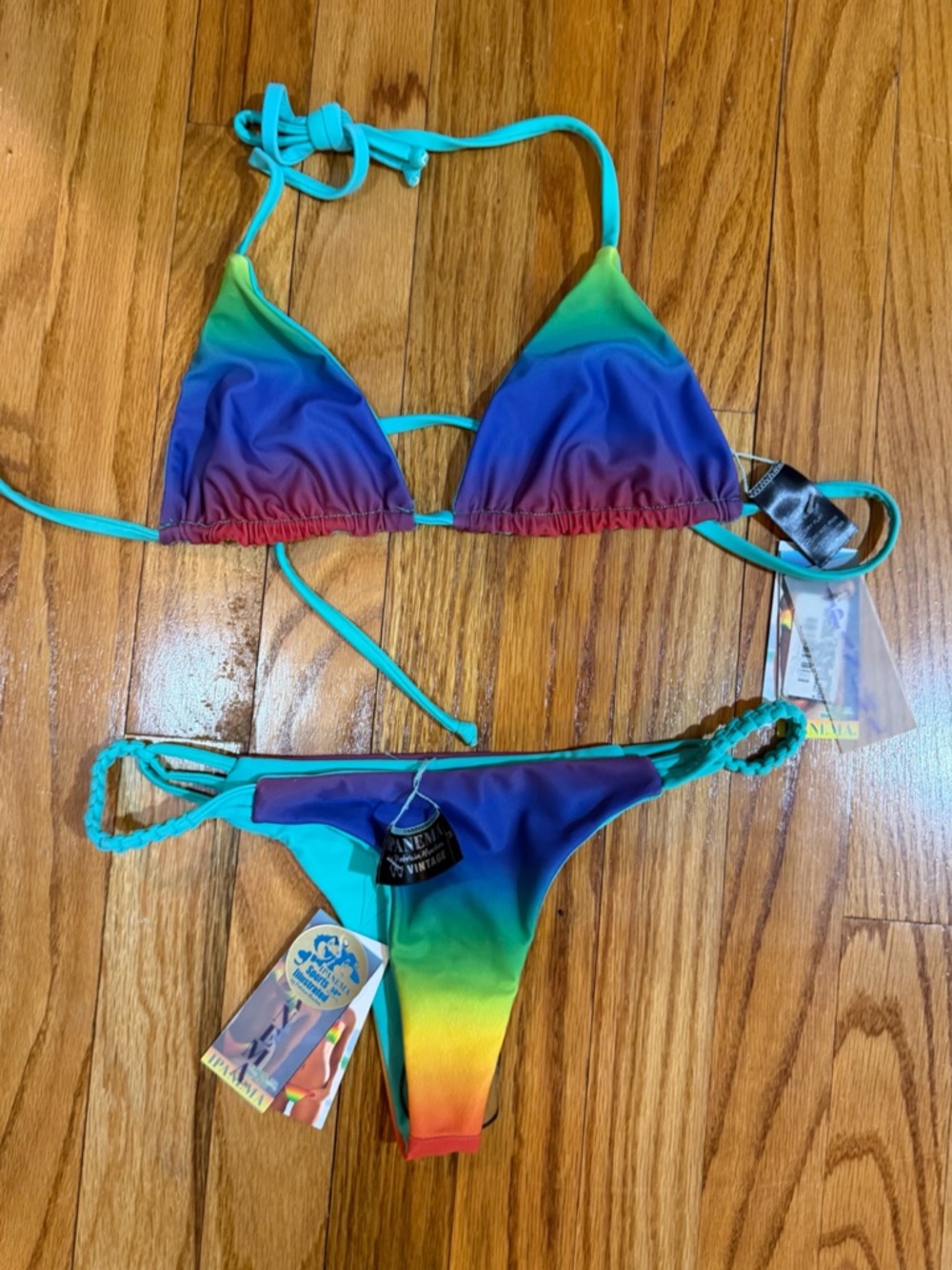 Ipanema Rainbow Gradient Bikini Bottoms in Turquoise and Multi